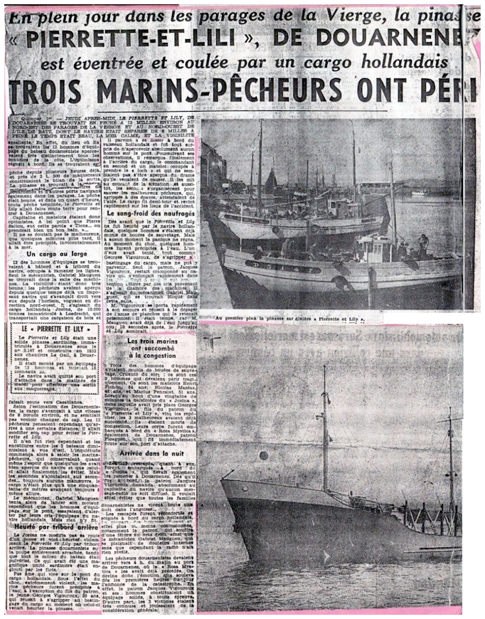 Source : Collection personnelle de Georges Vigouroux.  Coupures de presse du Télégramme d'août 1958.