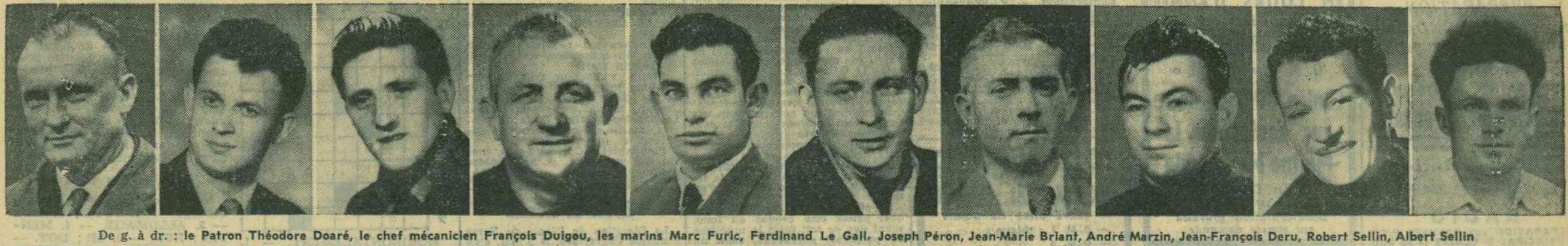 Source : journal Le Marin - 17 février 1961 - L'équipage de l'Almajo.
