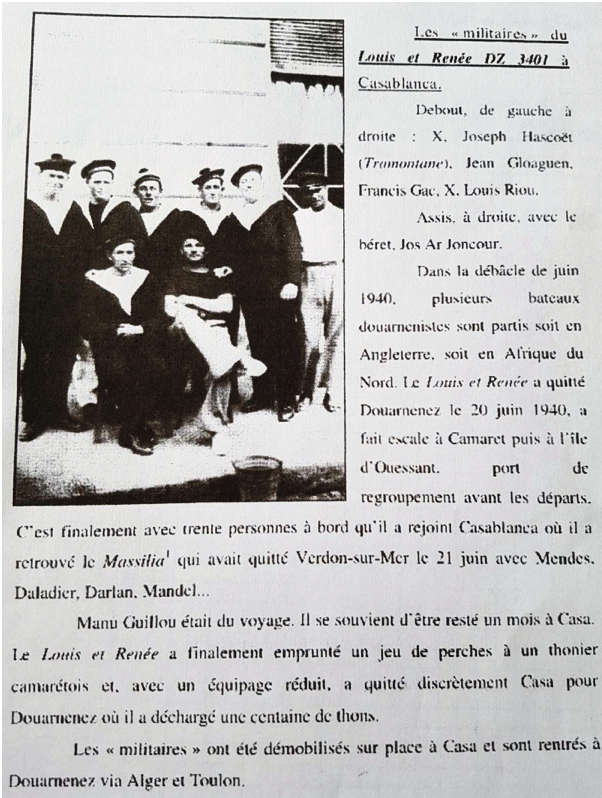 Les militaires du Louis et Renée à Casablanca - Communiqué par Jean-Michel Gloaguen