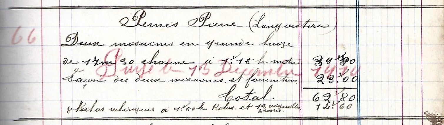 En 1910, Pierre Pernès commande deux misaines à la voilerie Jacquin, pour ses canots de Mauritanie. Document Jean-Louis Jacquin.
