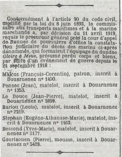Source : Extrait du JORF du 13/04/1919