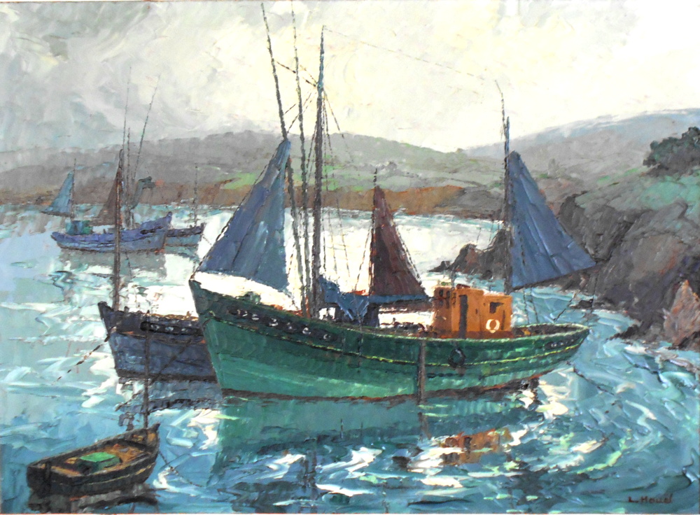 Source : Collection personnelle de Jacques Join. Le malamok Tendre Berceuse au port du Rosmeur. Tableau de Laurent Houël.