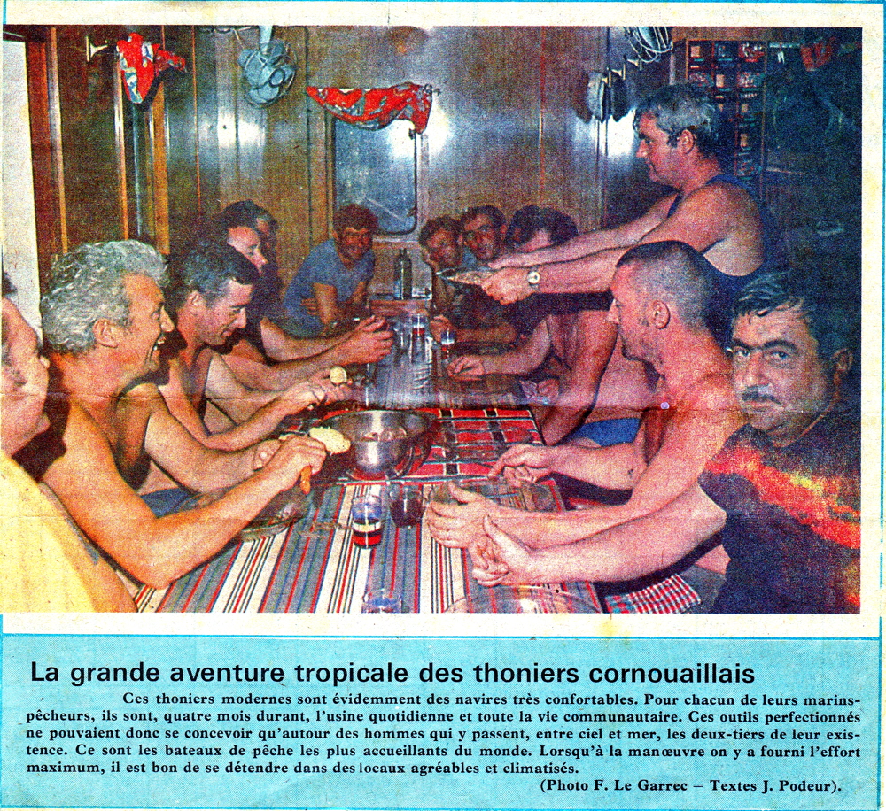 Source : Collection famille Sévéléder.Extrait du Télégramme de Brest : L'équipage dans le carré (juillet 1972).