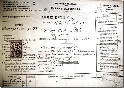 Source : Document de l'Inscription Maritime, communiqué par Maryvonne Gilles.